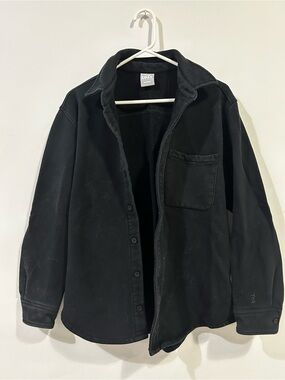 TNA Aritzia Black Cozy Fleece Boyfriend Jacket